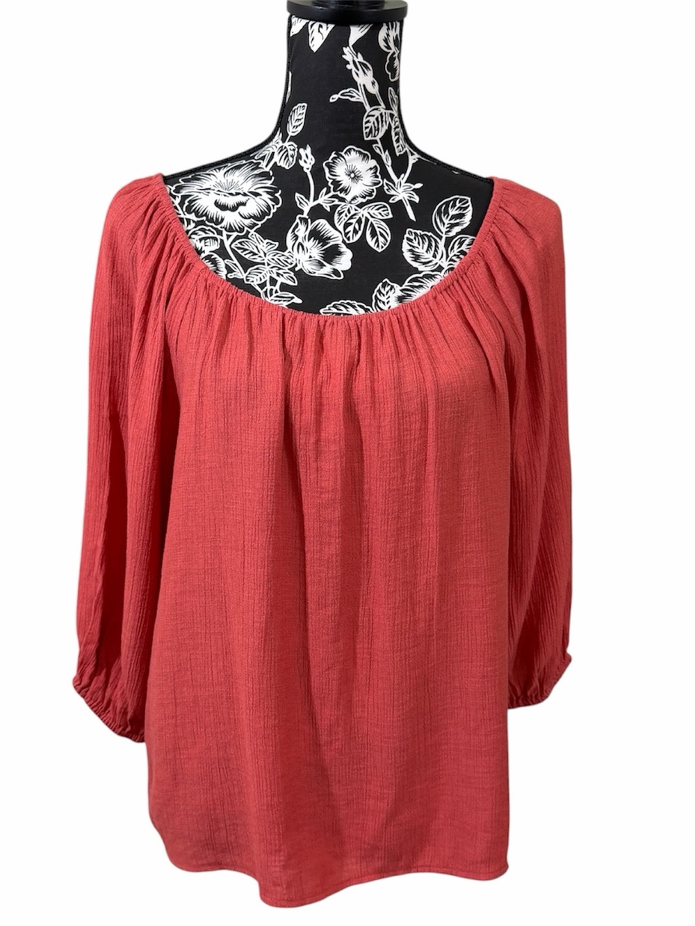 ANTONIO MELANI‎ Coral Off-Shoulder Peasant Tunic